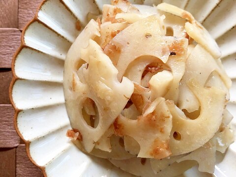 レンジで簡単 れんこんのおかかポン酢 レシピ 作り方 By はぁぽじ 楽天レシピ